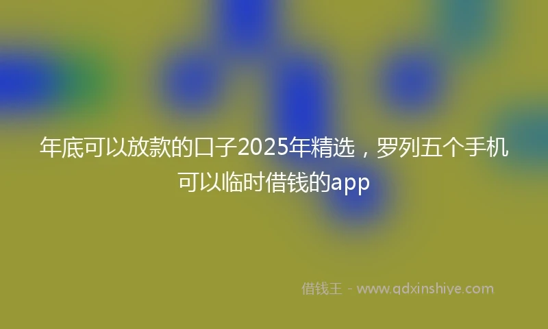 年底可以放款的口子2025年精选，罗列五个手机可以临时借钱的app
