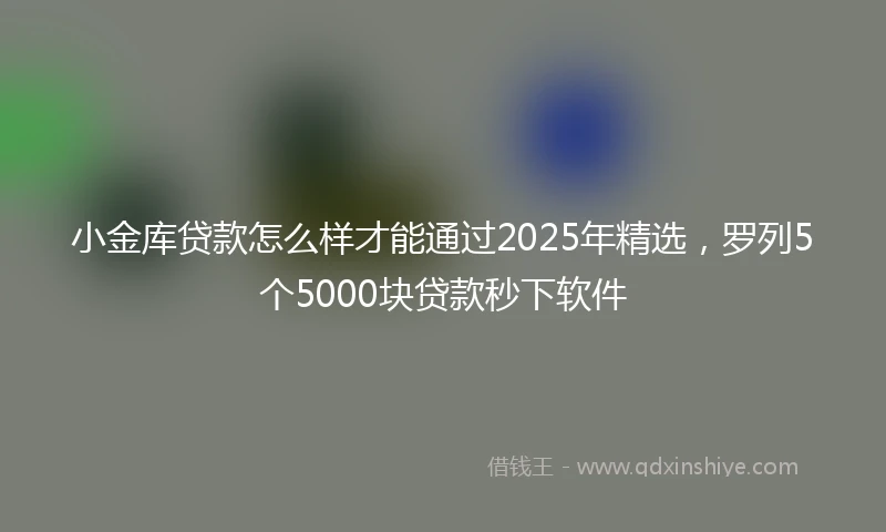 小金库贷款怎么样才能通过2025年精选，罗列5个5000块贷款秒下软件