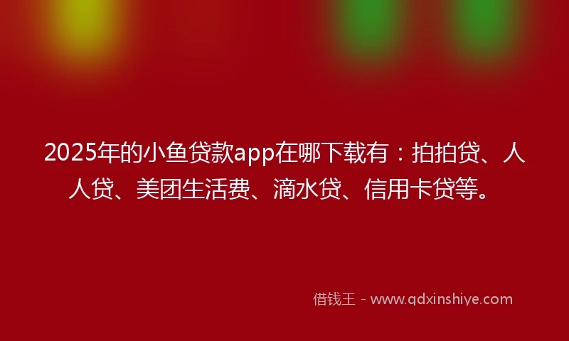 2025年的小鱼贷款app在哪下载有：拍拍贷、人人贷、美团生活费、滴水贷、信用卡贷等。
