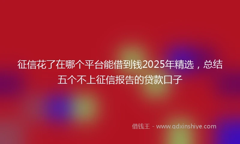 征信花了在哪个平台能借到钱2025年精选,总结五个不上征信报告的贷款口子