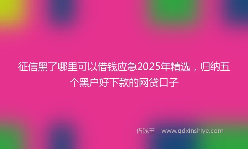 征信黑了哪里可以借钱应急2025年精选，归纳五个黑户好下款的网贷口子