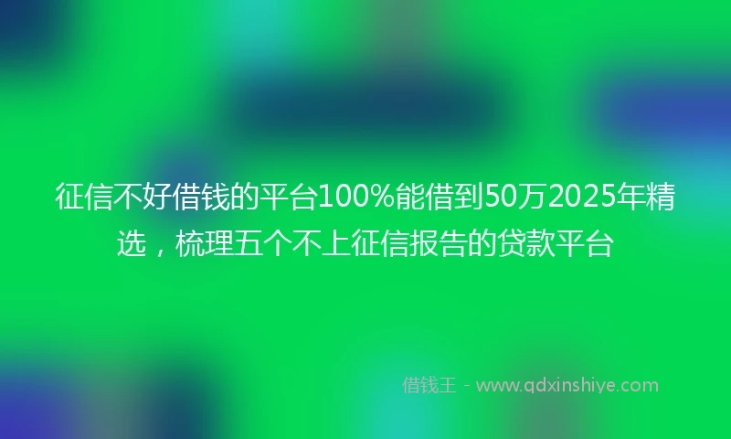 征信不好借钱的平台100%能借到50万2025年精选，梳理五个不上征信报告的贷款平台