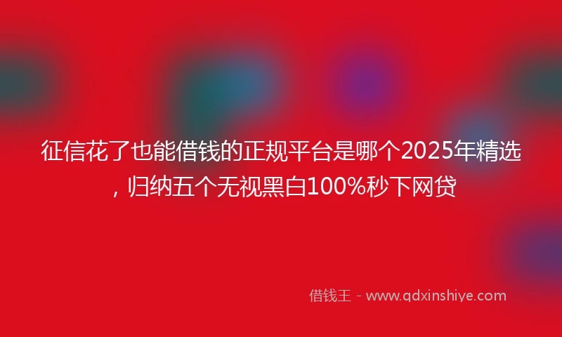 征信花了也能借钱的正规平台是哪个2025年精选，归纳五个无视黑白100%秒下网贷