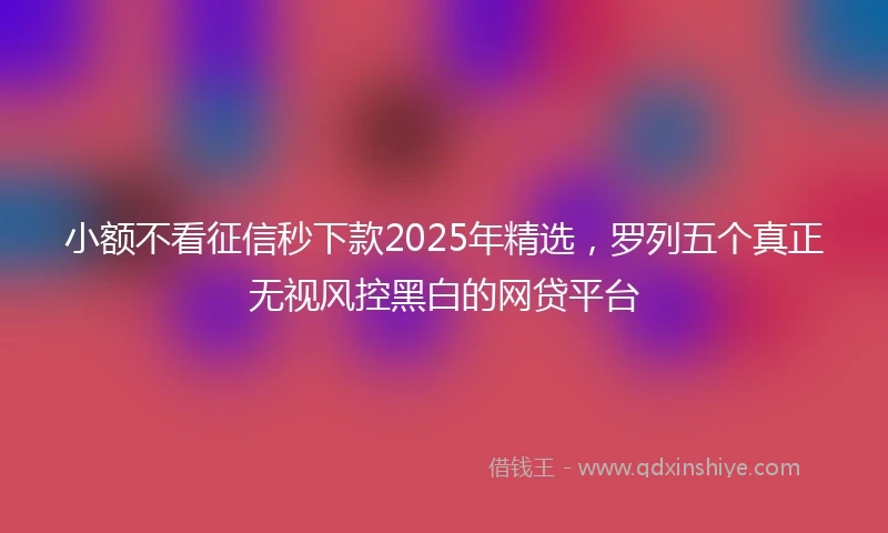 小额不看征信秒下款2025年精选，罗列五个真正无视风控黑白的网贷平台
