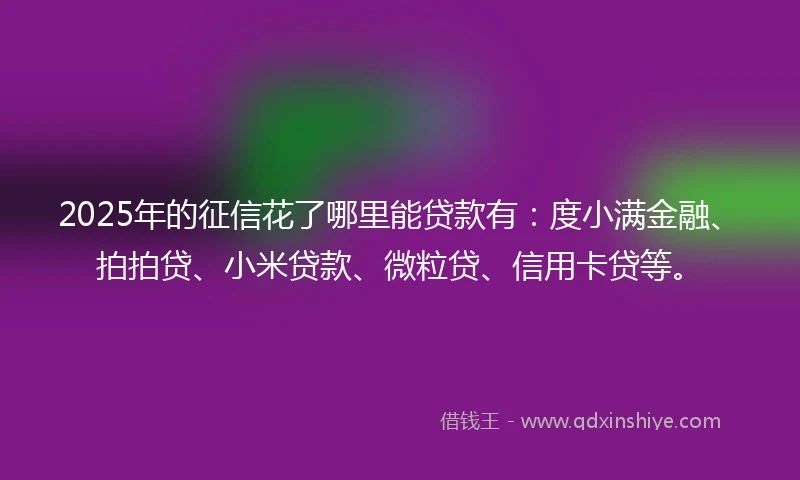 2025年的征信花了哪里能贷款有：度小满金融、拍拍贷、小米贷款、微粒贷、信用卡贷等。