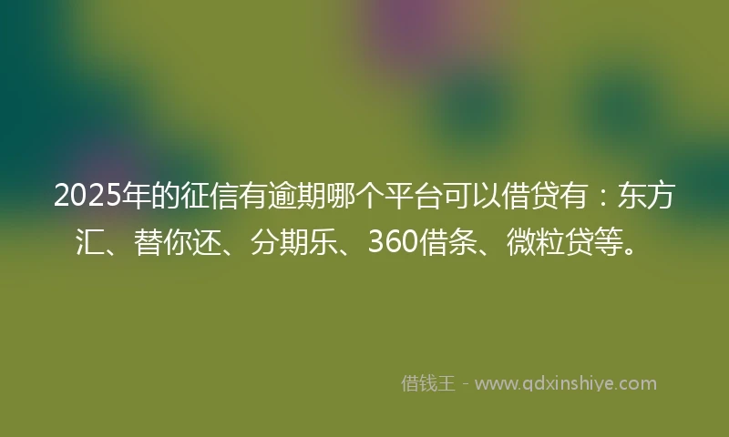 2025年的征信有逾期哪个平台可以借贷有：东方汇、替你还、分期乐、360借条、微粒贷等。