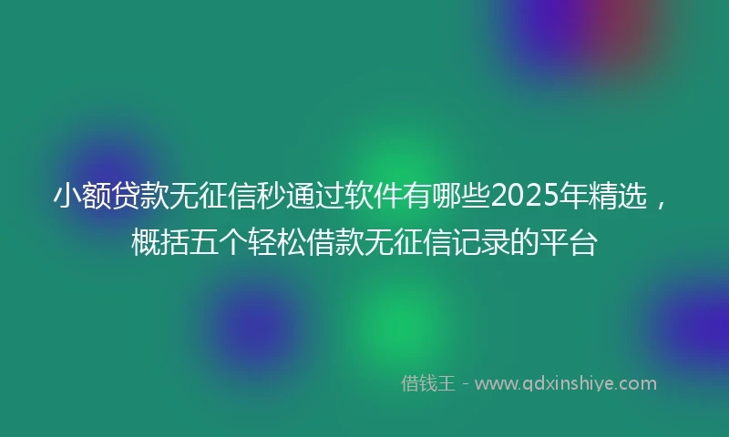 小额贷款无征信秒通过软件有哪些2025年精选,概括五个轻松借款无征信记录的平台