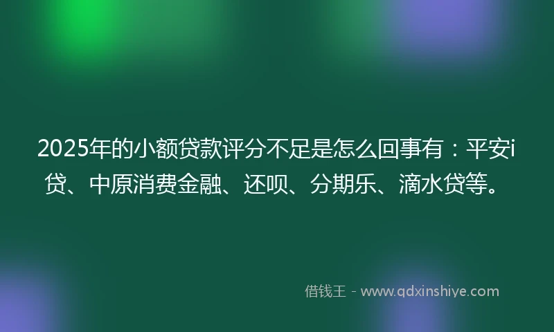 2025年的小额贷款评分不足是怎么回事有：平安i贷、中原消费金融、还呗、分期乐、滴水贷等。