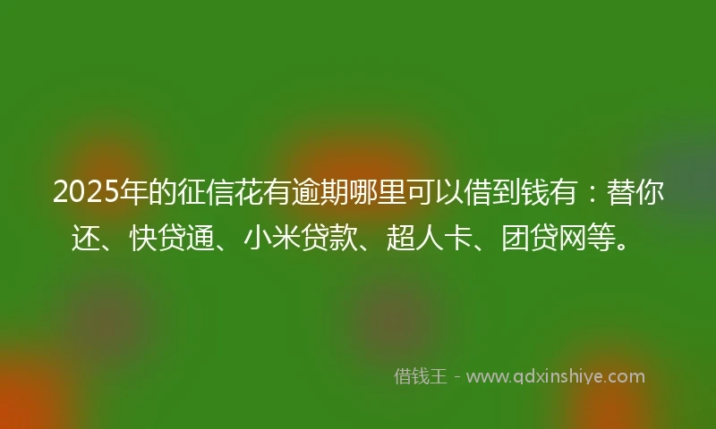 2025年的征信花有逾期哪里可以借到钱有：替你还、快贷通、小米贷款、超人卡、团贷网等。