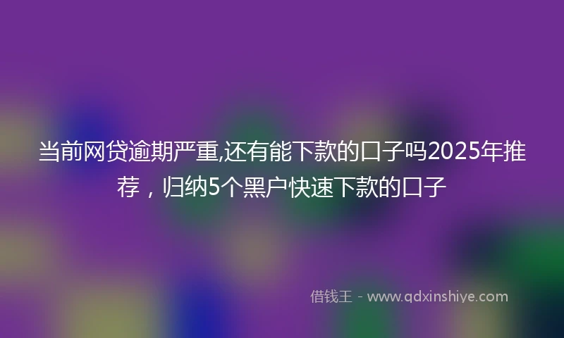 当前网贷逾期严重,还有能下款的口子吗2025年推荐，归纳5个黑户快速下款的口子