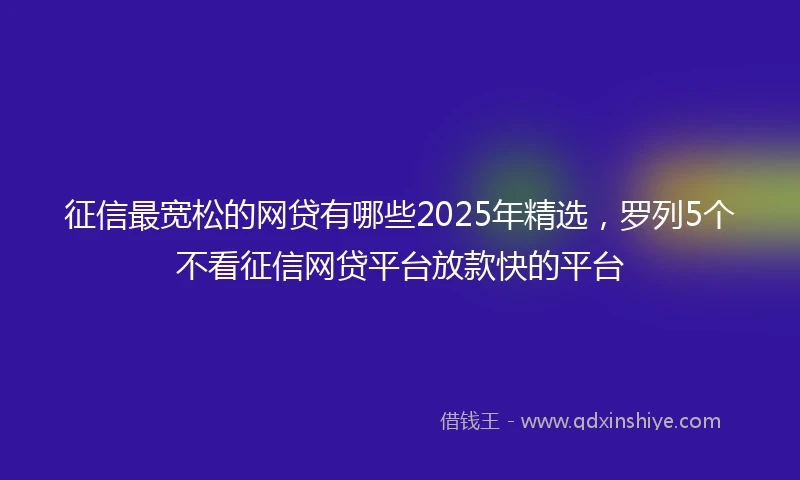 征信最宽松的网贷有哪些2025年精选，罗列5个不看征信网贷平台放款快的平台