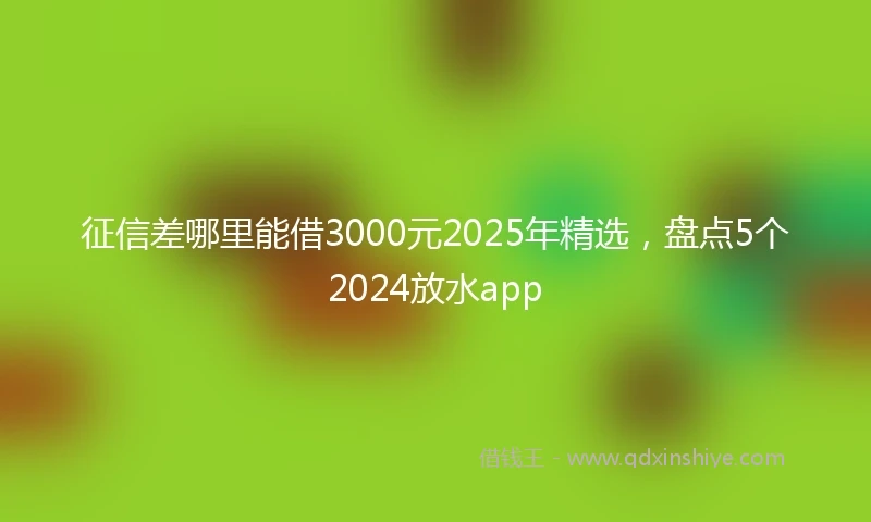 征信差哪里能借3000元2025年精选，盘点5个2024放水app