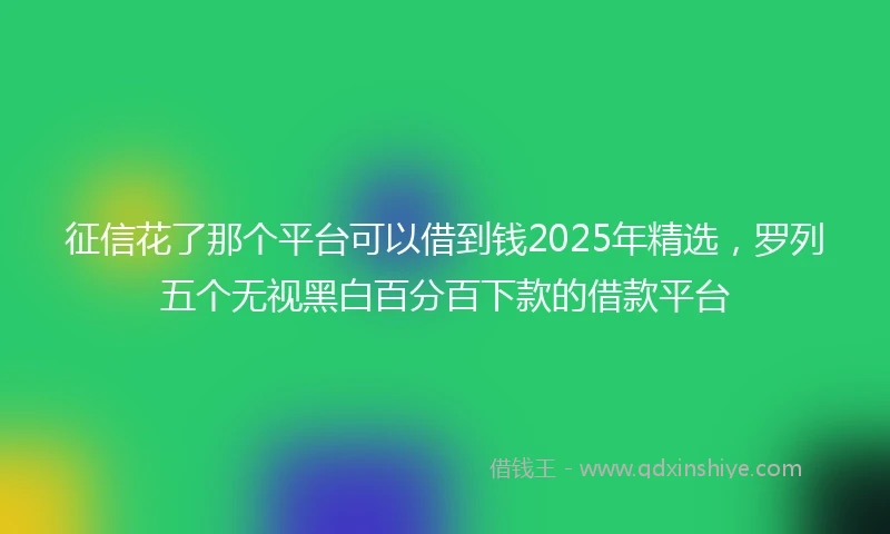 征信花了那个平台可以借到钱2025年精选,罗列五个无视黑白百分百下款的借款平台