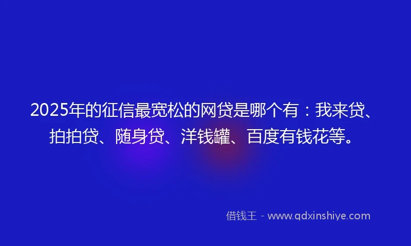 2025年的征信最宽松的网贷是哪个有：我来贷、拍拍贷、随身贷、洋钱罐、百度有钱花等。
