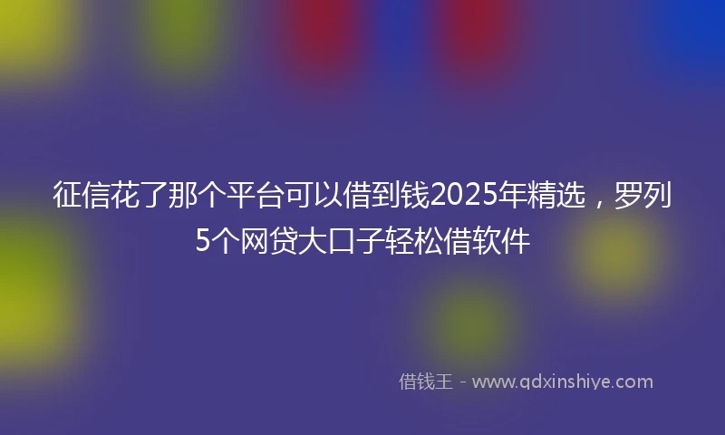征信花了那个平台可以借到钱2025年精选,罗列5个网贷大口子轻松借软件