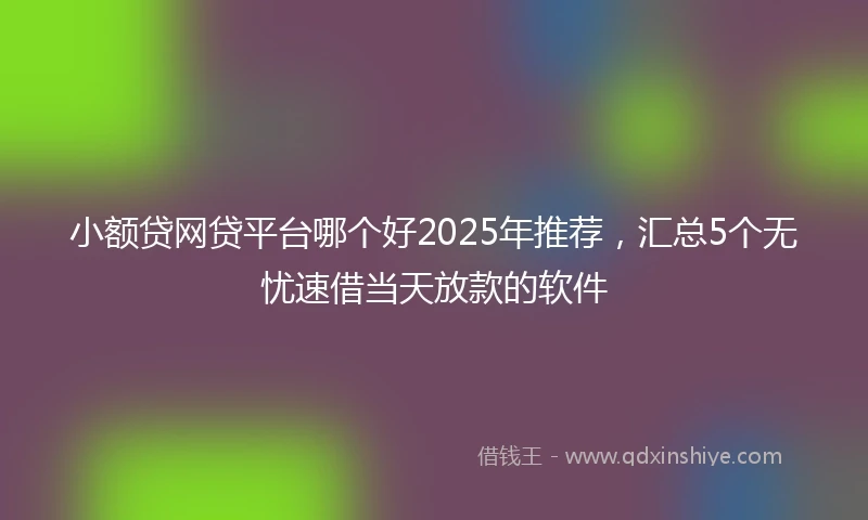 小额贷网贷平台哪个好2025年推荐，汇总5个无忧速借当天放款的软件
