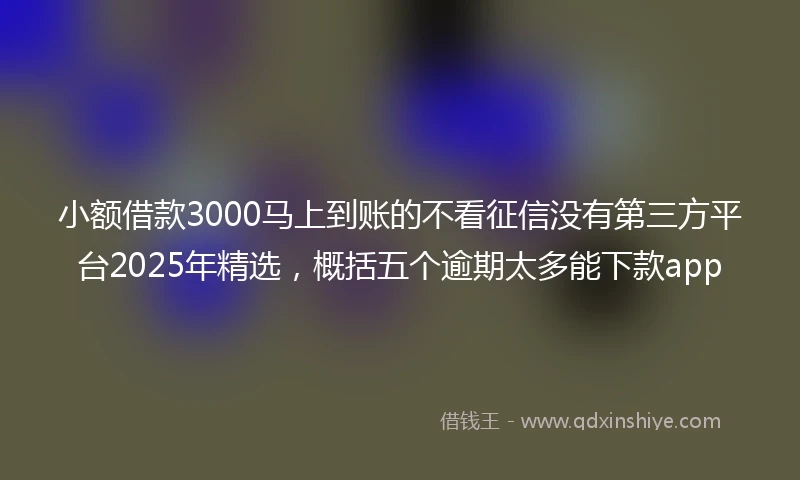 小额借款3000马上到账的不看征信没有第三方平台2025年精选，概括五个逾期太多能下款app