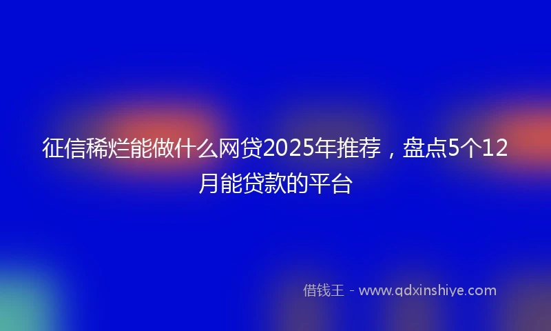 征信稀烂能做什么网贷2025年推荐,盘点5个12月能贷款的平台