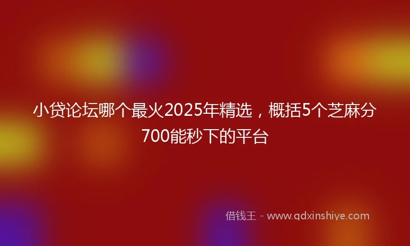 小贷论坛哪个最火2025年精选，概括5个芝麻分700能秒下的平台