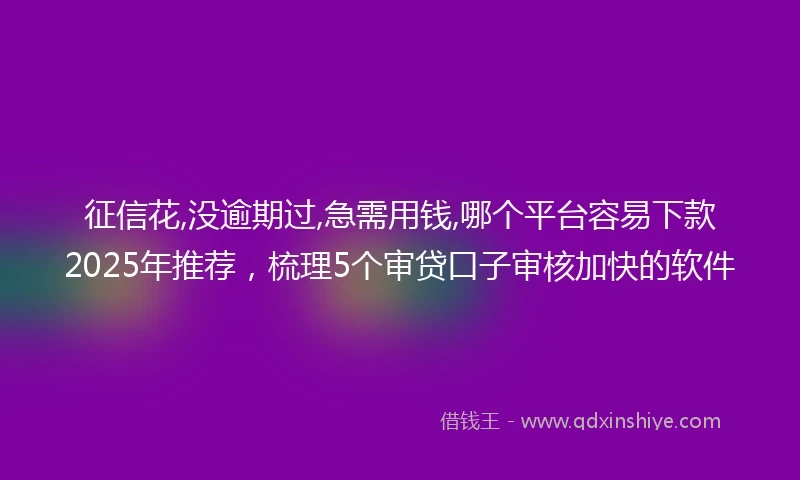 征信花,没逾期过,急需用钱,哪个平台容易下款2025年推荐，梳理5个审贷口子审核加快的软件