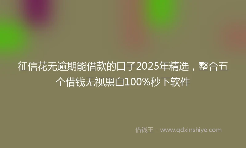 征信花无逾期能借款的口子2025年精选，整合五个借钱无视黑白100%秒下软件