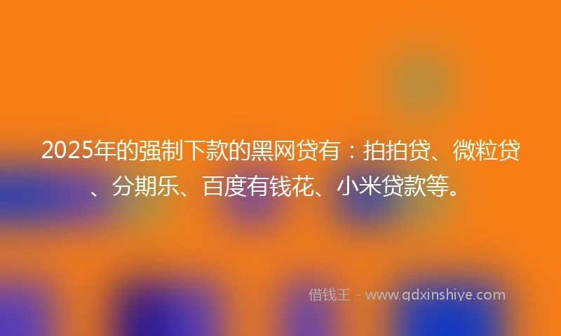2025年的强制下款的黑网贷有：拍拍贷、微粒贷、分期乐、百度有钱花、小米贷款等。