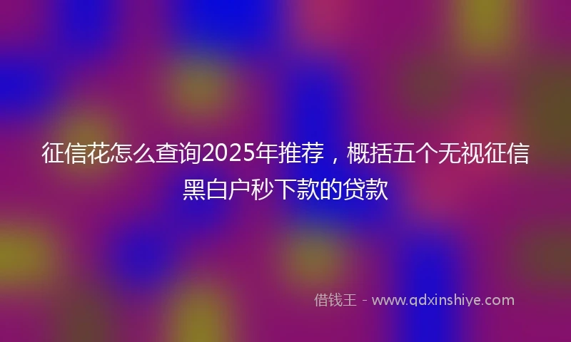 征信花怎么查询2025年推荐，概括五个无视征信黑白户秒下款的贷款