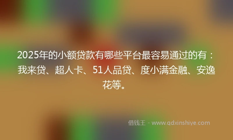 2025年的小额贷款有哪些平台最容易通过的有：我来贷、超人卡、51人品贷、度小满金融、安逸花等。