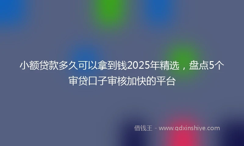 小额贷款多久可以拿到钱2025年精选，盘点5个审贷口子审核加快的平台