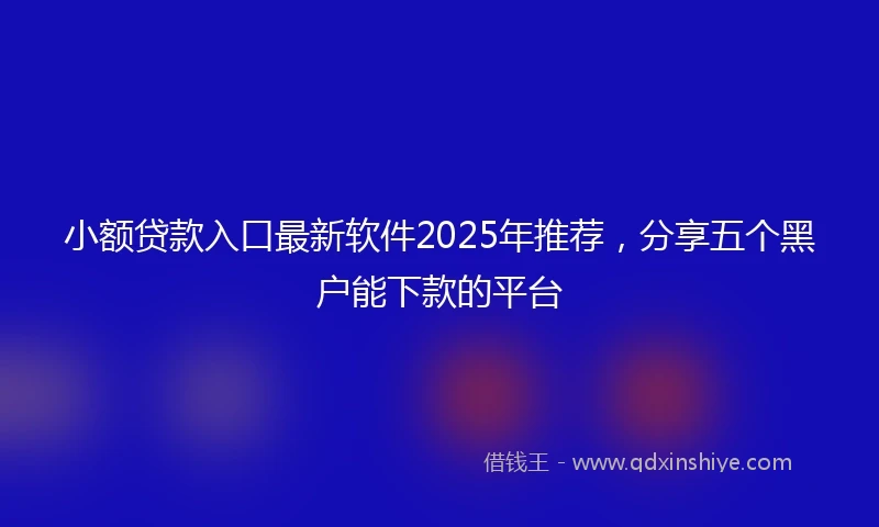 小额贷款入口最新软件2025年推荐，分享五个黑户能下款的平台