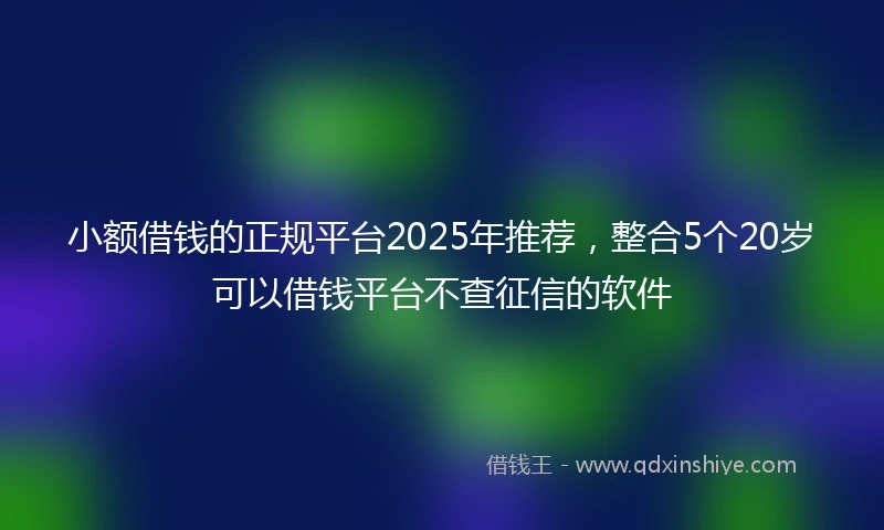 小额借钱的正规平台2025年推荐，整合5个20岁可以借钱平台不查征信的软件
