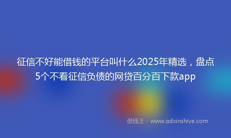 征信不好能借钱的平台叫什么2025年精选，盘点5个不看征信负债的网贷百分百下款app