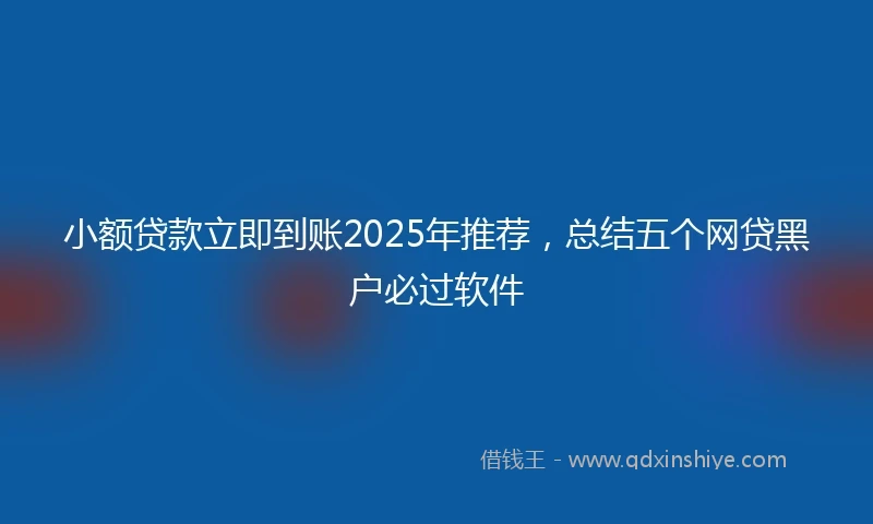 小额贷款立即到账2025年推荐，总结五个网贷黑户必过软件
