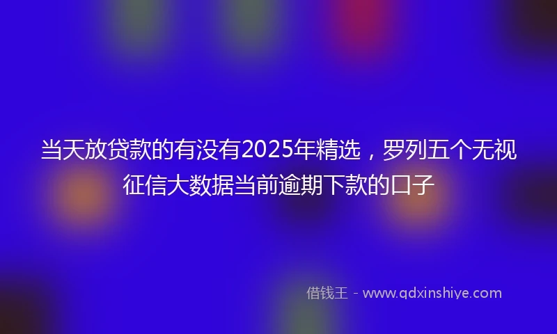 当天放贷款的有没有2025年精选,罗列五个无视征信大数据当前逾期下款的口子