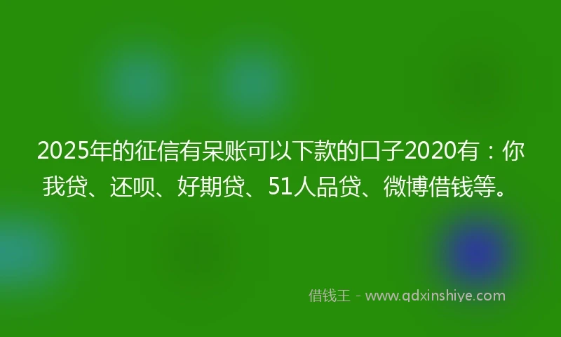 2025年的征信有呆账可以下款的口子2020有：你我贷、还呗、好期贷、51人品贷、微博借钱等。