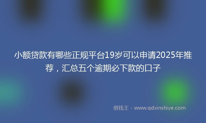 小额贷款有哪些正规平台19岁可以申请2025年推荐，汇总五个逾期必下款的口子