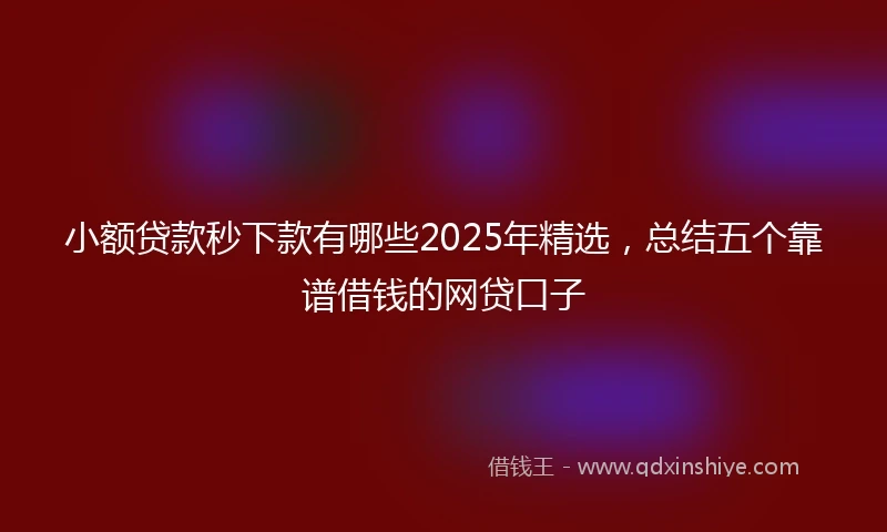 小额贷款秒下款有哪些2025年精选，总结五个靠谱借钱的网贷口子