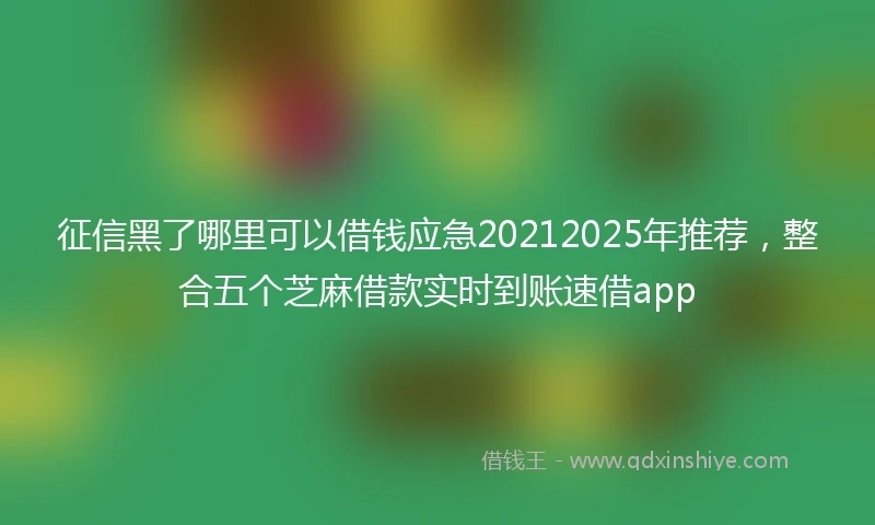征信黑了哪里可以借钱应急20212025年推荐，整合五个芝麻借款实时到账速借app
