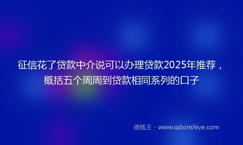 征信花了贷款中介说可以办理贷款2025年推荐，概括五个周周到贷款相同系列的口子