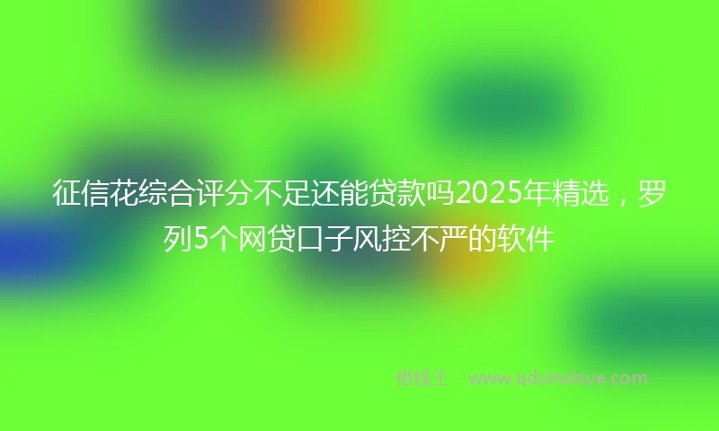 征信花综合评分不足还能贷款吗2025年精选，罗列5个网贷口子风控不严的软件