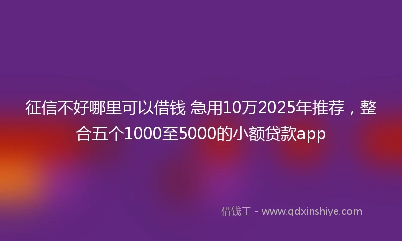 征信不好哪里可以借钱 急用10万2025年推荐，整合五个1000至5000的小额贷款app