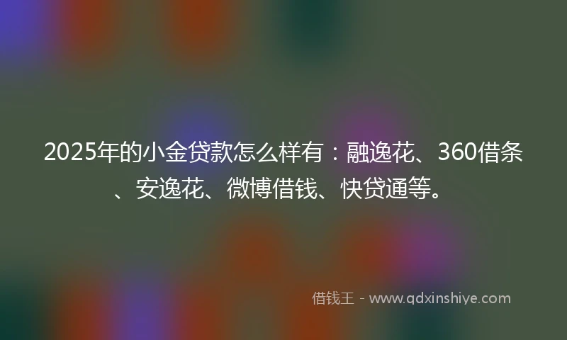 2025年的小金贷款怎么样有：融逸花、360借条、安逸花、微博借钱、快贷通等。