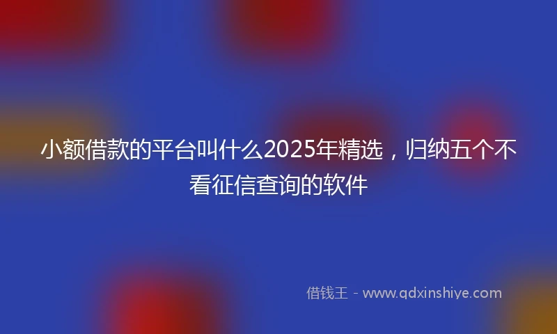 小额借款的平台叫什么2025年精选，归纳五个不看征信查询的软件