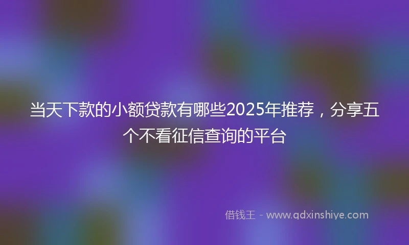 当天下款的小额贷款有哪些2025年推荐，分享五个不看征信查询的平台