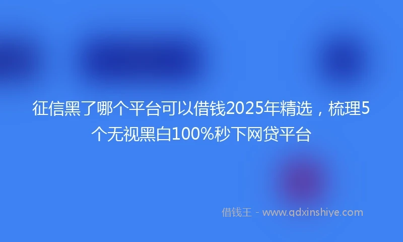 征信黑了哪个平台可以借钱2025年精选，梳理5个无视黑白100%秒下网贷平台