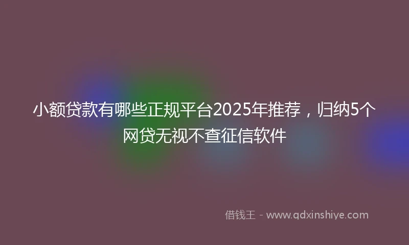 小额贷款有哪些正规平台2025年推荐，归纳5个网贷无视不查征信软件