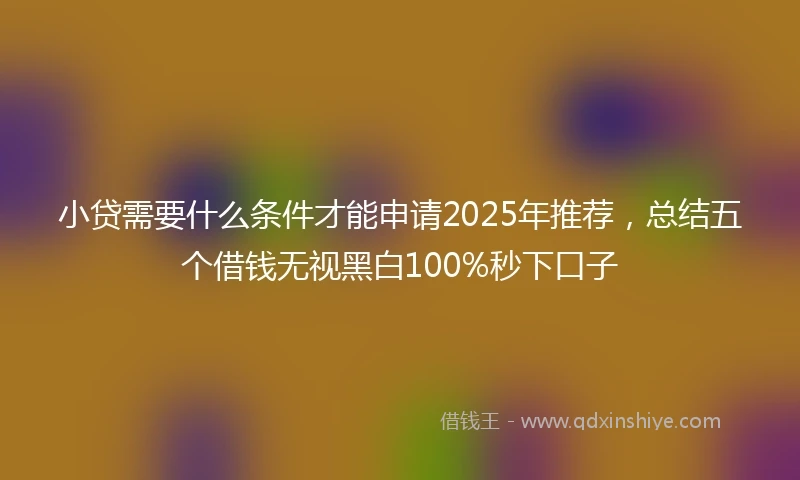小贷需要什么条件才能申请2025年推荐，总结五个借钱无视黑白100%秒下口子