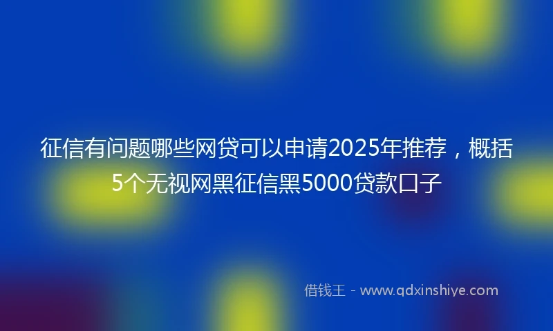 征信有问题哪些网贷可以申请2025年推荐，概括5个无视网黑征信黑5000贷款口子