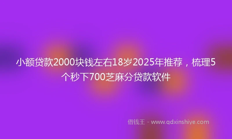 小额贷款2000块钱左右18岁2025年推荐，梳理5个秒下700芝麻分贷款软件