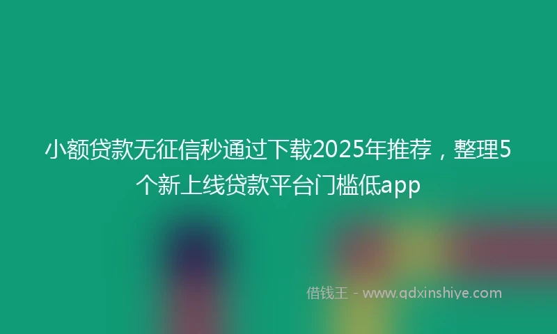 小额贷款无征信秒通过下载2025年推荐，整理5个新上线贷款平台门槛低app